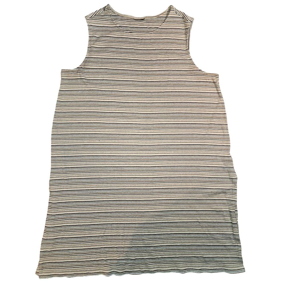 J.Jill Striped Caramel Beige Brown Striped Crew Neck Side Slit Tunic Dress L